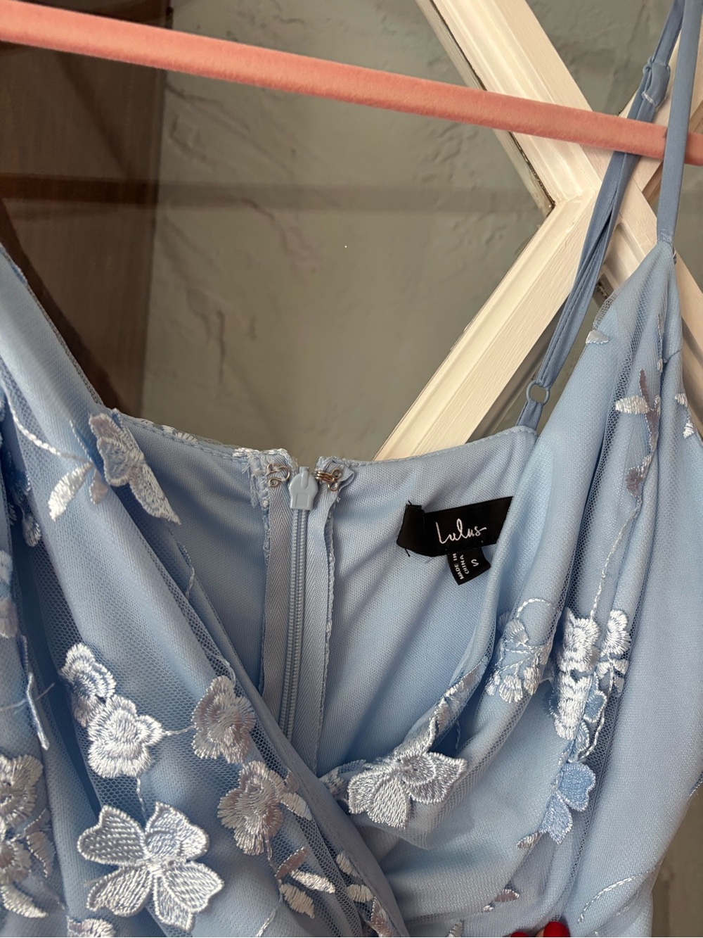 Lulu's Sky Blue Floral 3D Appliqué Maxi Dress - Picture 6 of 6